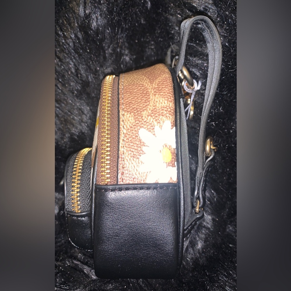 Coach Black and Brown Floral Charm Mini Backpack - Picture 7 of 8